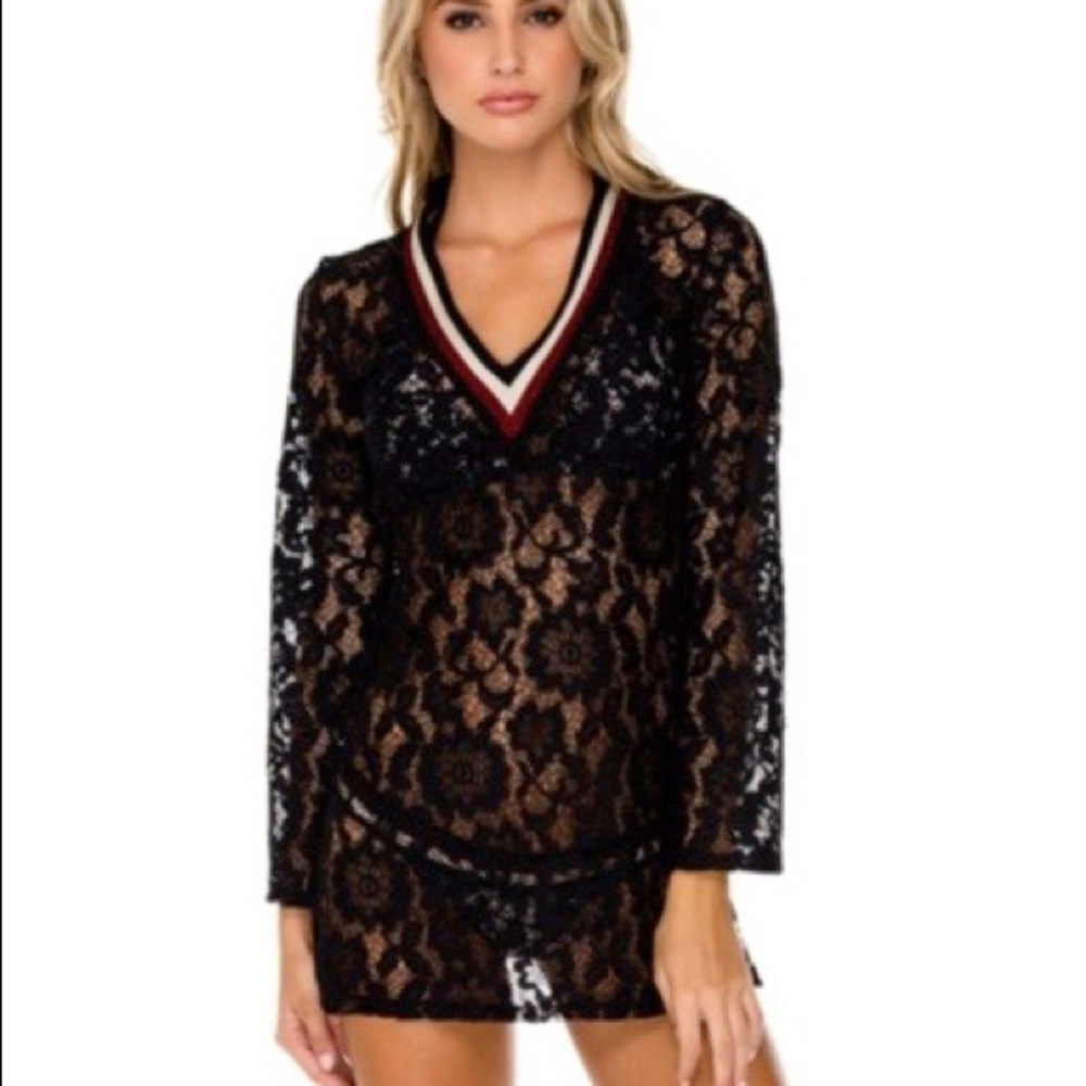 Luli Fama Black La Giralda tunic swim cover up NWT